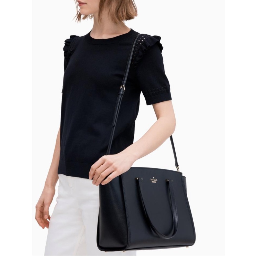 NWT Kate Spade Black Large Geraldine Satchel Purse - Picture 5 of 6
